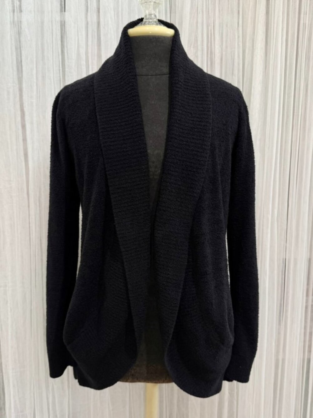 Barefoot Dreams CozyChic Lite Open Front Cardigan XS/S Black Cozy Soft